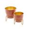 Set of 2 Pink Iron Modern Planter, 12" x 10" x 10"